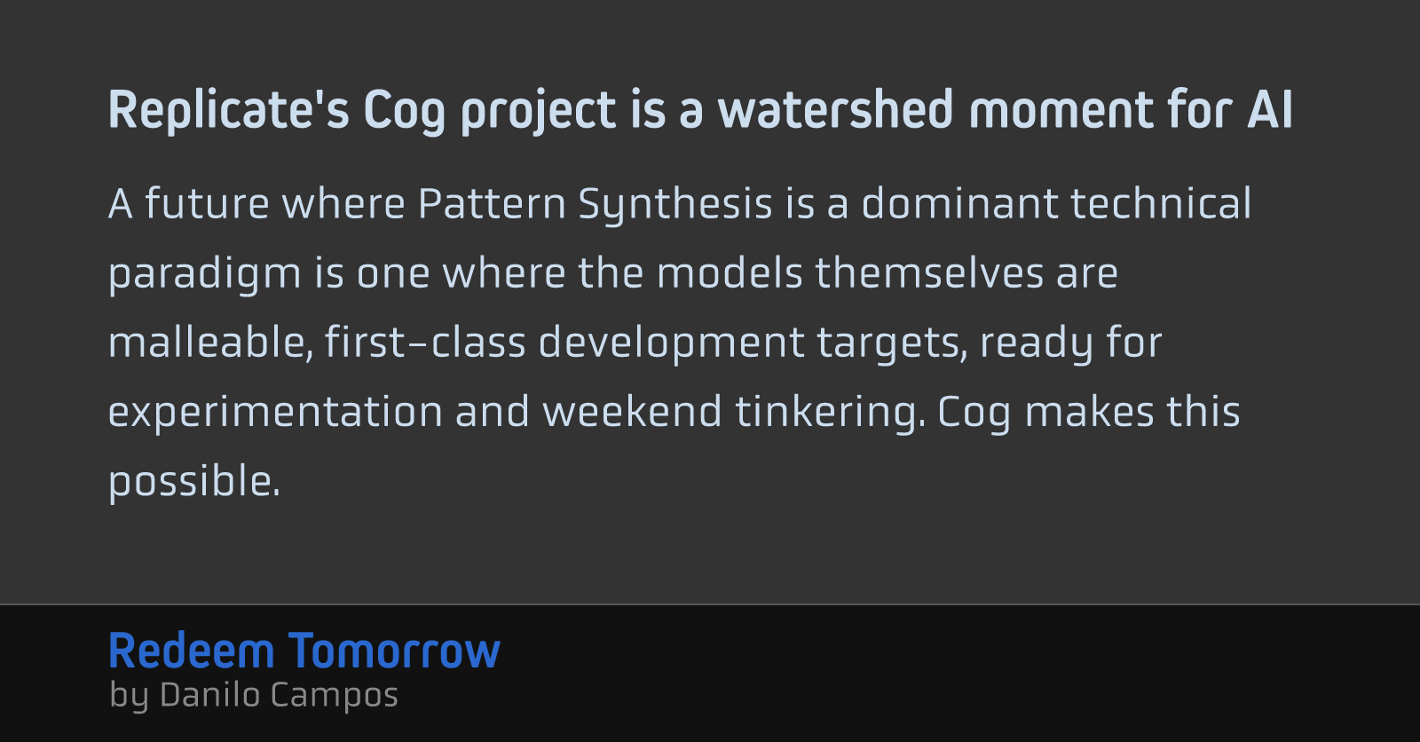 Replicate's Cog project is a watershed moment for AI