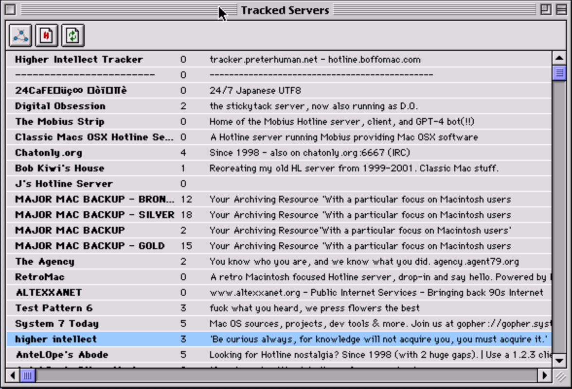 A hotline tracker window